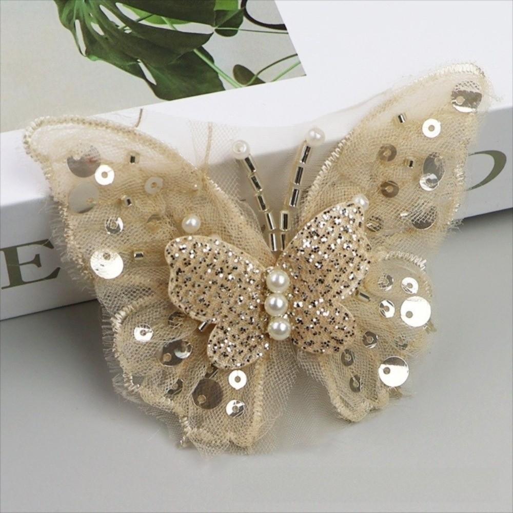 Double-Layered Sequins Butterfly Applique Hand-Sewn Lustrous DIY Clothes Embellishment Mesh Sequins Fluttering Moth