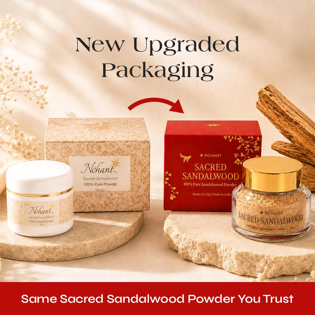 N’Chant Sacred Sandalwood Powder for Face Pack, Glowing Skin & Tan Removal | 100% Pure & Organic Chandan Powder for Skin Care, Puja & Tilak | Helps