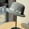 French High End Curled Woolen Mother's Hat for Women Retro Bow Fisherman Hat Autumn and Winter Rich Style Hat