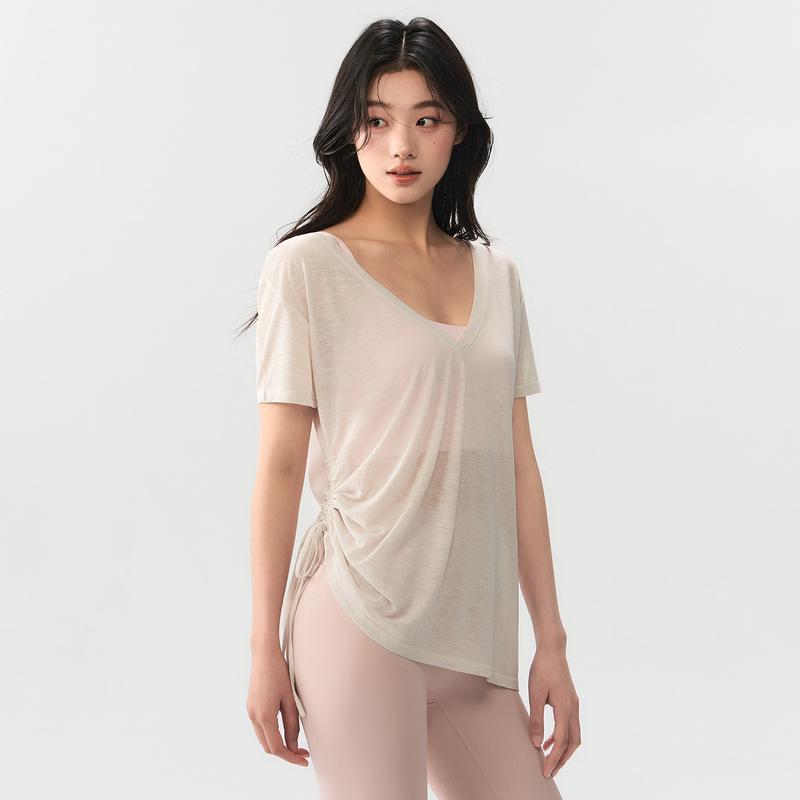 ACKDCS Women s Reversible Quick-Dry Yoga Short Sleeve Top M белый