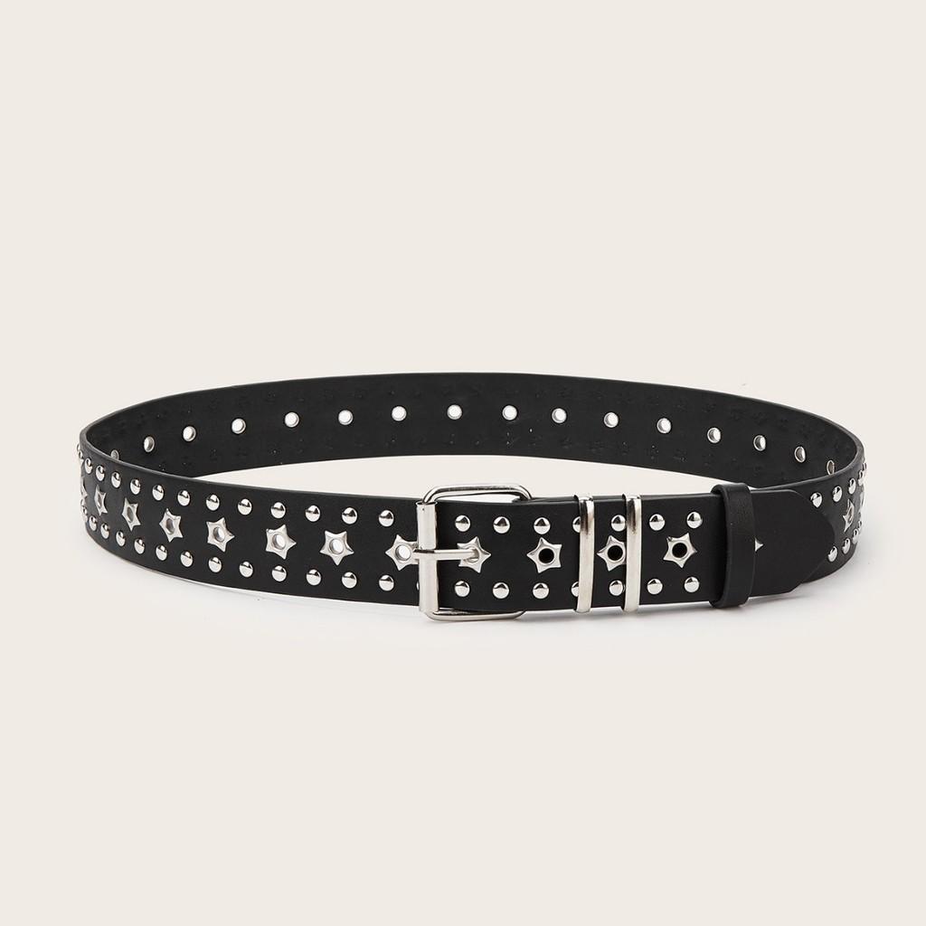 Solid Fashionable Color Star And Rivet Decor Women Casual Belt For Daily Use