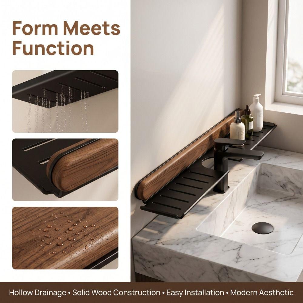 Without Holes Drilled Wall-Mounted Shelf Large Capacity Washroom Storage Shelf  Household