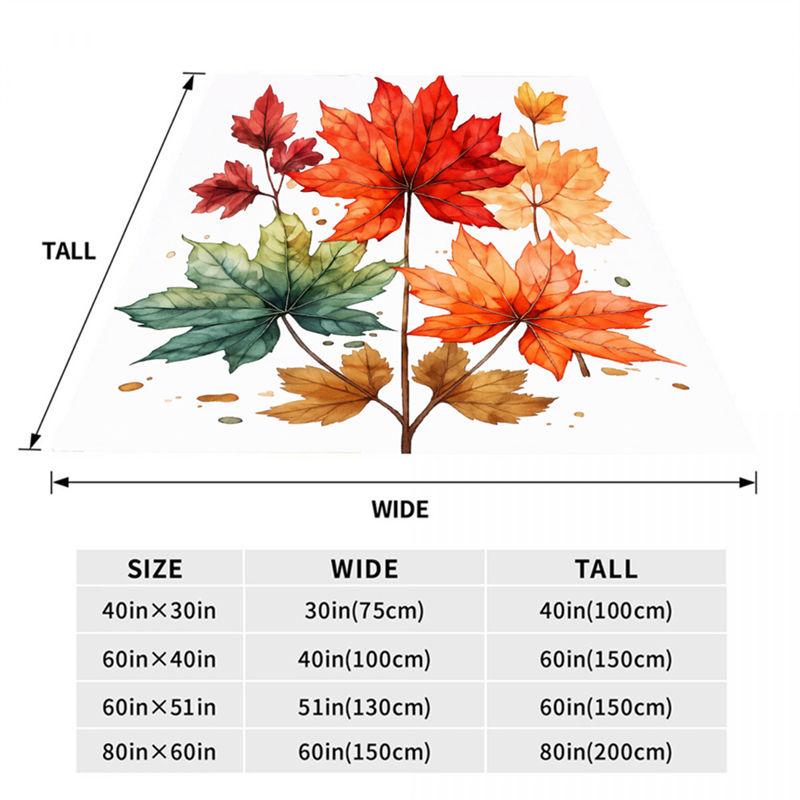 Autumn Leaves Pattern Flannel Throw Blanket White Color Maple Leaf Print Warm Blanket For Living Room Sofa Bed Decor All Season