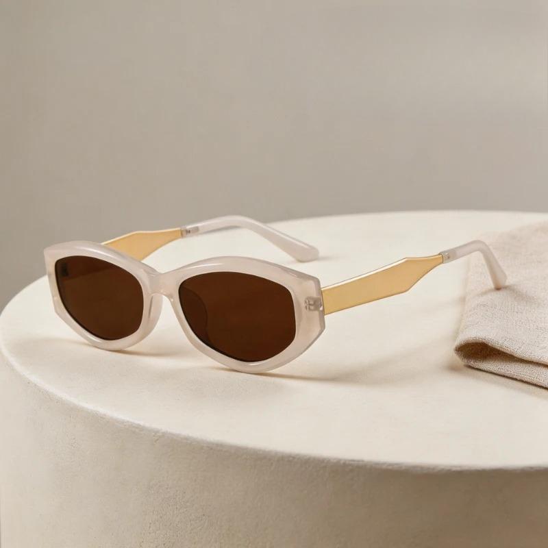 Cat-Eye Polygonal Minimalist Sunglasses Trendy Street Style UV400 Shades Eyewear for Women Summer Beach Travel Sun Glasses