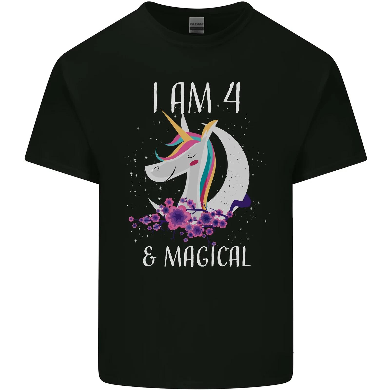 4 Year Old Birthday Magical Unicorn 4th Kids T-Shirt Childrens M
