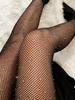 Collants en résille multi-couleurs à strass pour femme, bas sexy ornés scintillants pour tenues de fête et de boîte de nuit
