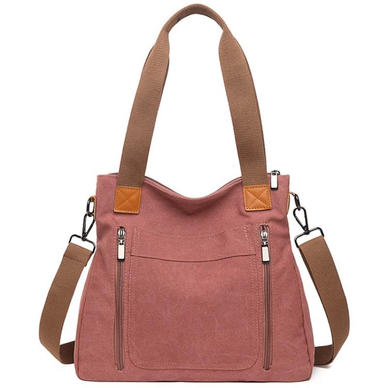 

Женская сумка большой емкости, повседневная холщовая сумка, простая и модная большая сумка 36x12x32cm розовый