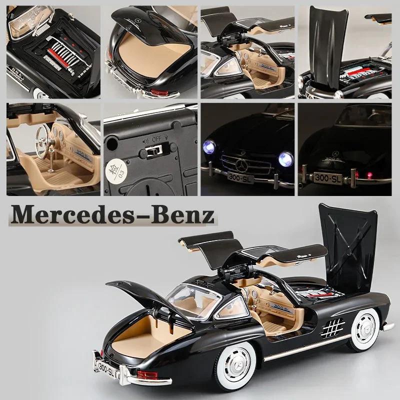 1:24 Mercedes Benz 300SL Alloy Classic Vintage Car Model Car Model Diecast Metal Pull Back Sound Light Car Fashionable Ornaments