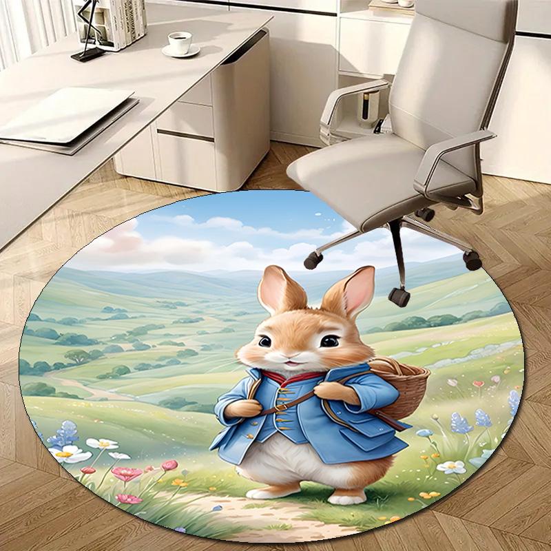 1pc Peter Rabbit2 Design Printed Area Round Carpet for Bedroom Living Room Home Decor Rugs Mat Non Slip Mat Rug for Bedside