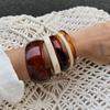 European & American Geometric Gradient Acrylic Wide Bracelet with High-End Resin Texture