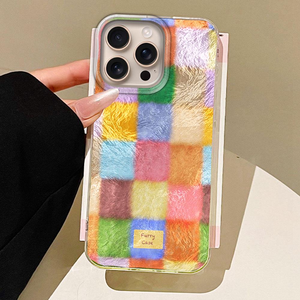 Color Block Match Plaid Women Girls Phone Case for iphone 16 15 14 7 8 Plus 13 11 12 Pro Max X XS XR SE 2022 Silicone Back Cover