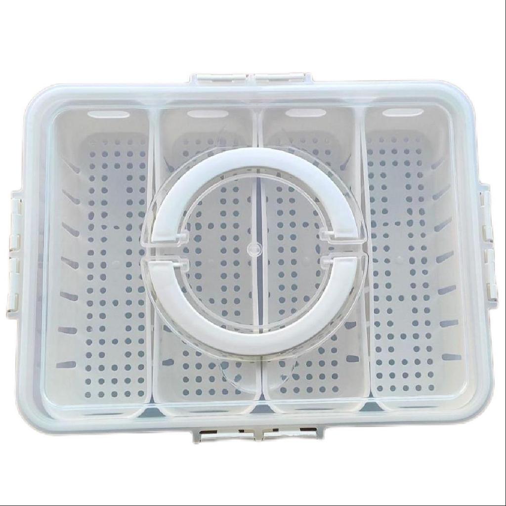 Cross-Border Drain Storage Box: Portable Multigrid Sealed Food Container for Refrigerator and Kitchen.