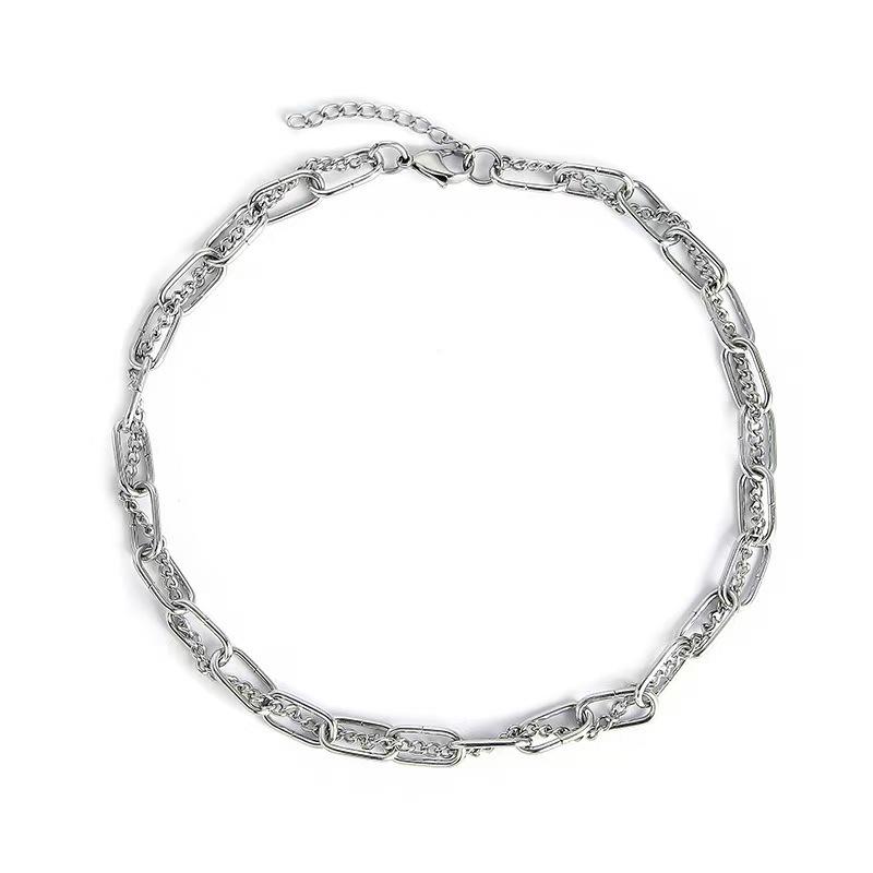 

Accessories hip-hop retro cold wind simple street splicing double chain titanium steel men s and women s necklaces versatile