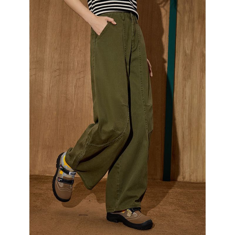 Coolhut American-Style Deconstructed Silhouette Workwear Casual Slimming Wide-Leg Scimitar 2025 Autumn Women's Jeans