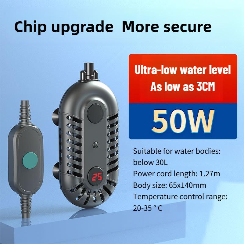 Automatic Constant Temperature Fish Tank Heating Device Turtle Tank Heating Rod Low Water Level Mini Electric Heater