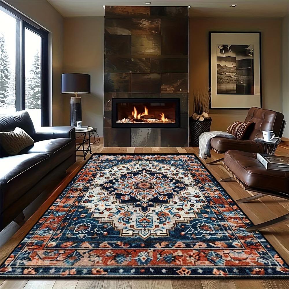 Persian-Style Waterproof Non-Slip Carpet Mat for Living Room and Bedroom