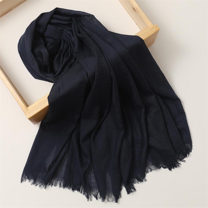 Foreign Trade Silk Scarf Cotton And Linen Headscarf Women'S Spring And Summer Solid Color Japanese And Korean Scarf Sun Protection Warm Shawl Hair
