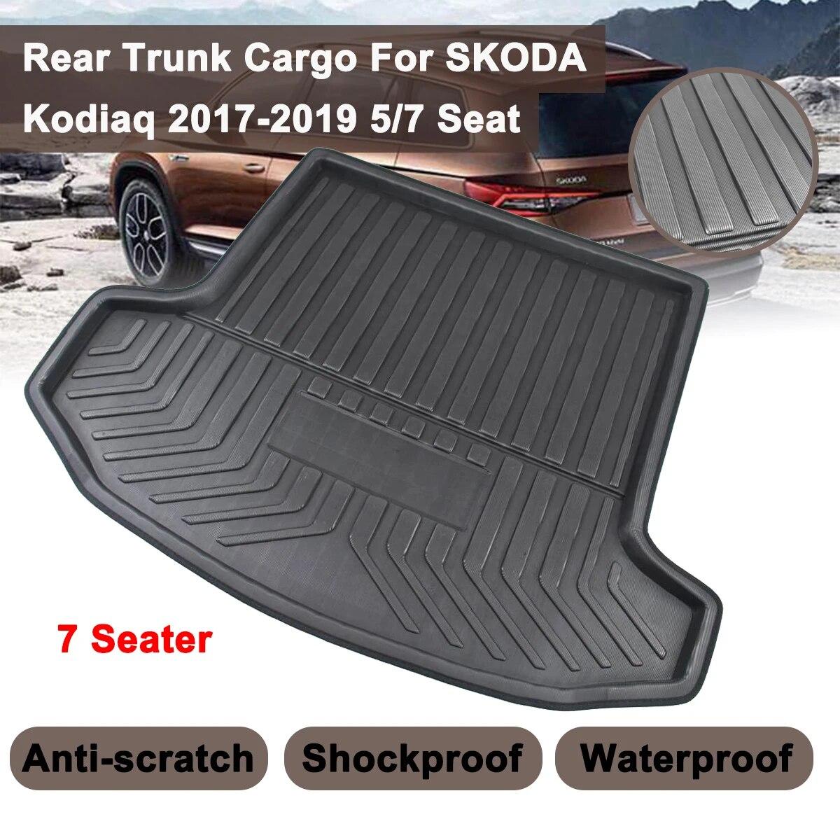 

Для SKODA Kodiaq 5/7 Seat Seater 2017 2018 2019 автомобильный грузовой поддон для багажника задняя крышка багажника матовый коврик напольный ковер ударная накладка
