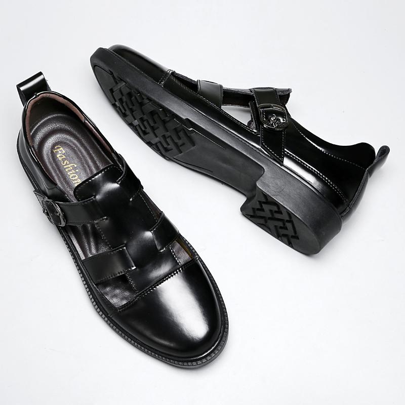 Fashion Stylish Casual Leather Sandals Outdoor Men Summer Flats Breathable Slippers Non-slip Comfortable Beach Shoes Light Roma Footwear