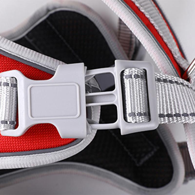 Reflective Dog Harness Adjustable Pet Chest Harness with Leash for Large Dogs Outdoor Walking Red M