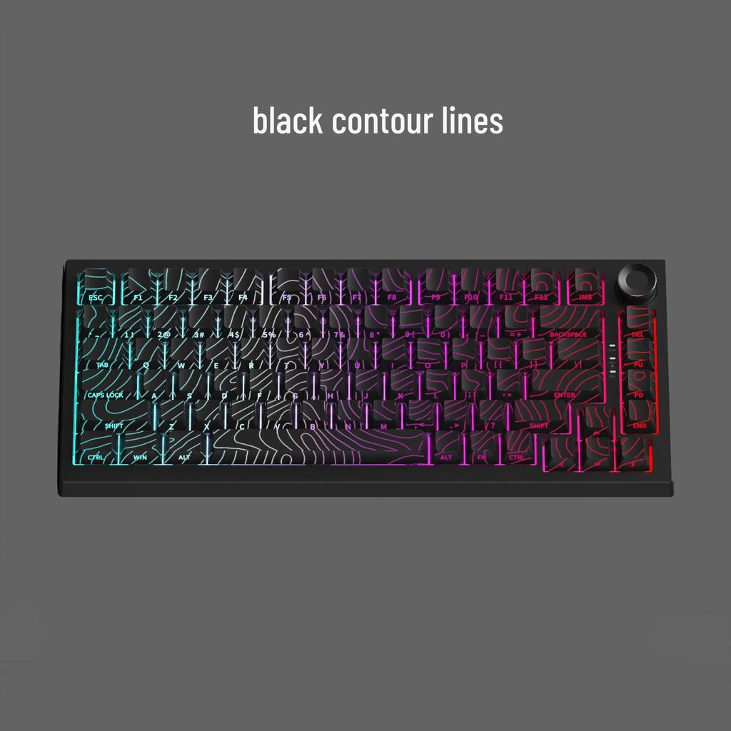 In Stock Three-Mode Wireless Mechanical Keyboard with Wired/Bluetooth Options, Color Blocking, Knob, Hot-swappable Keys, and Side Engravings