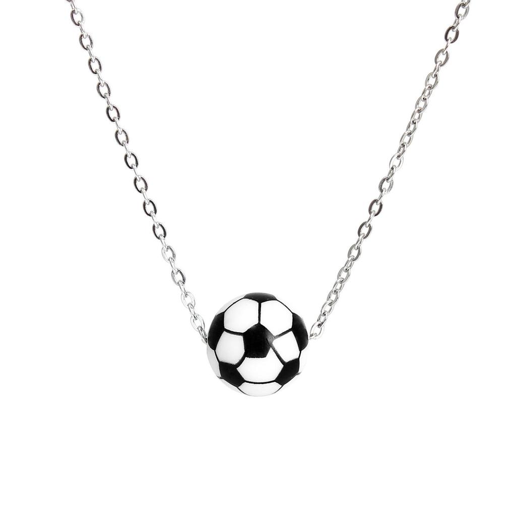 Unisex Sports Silicone Basketball Pendant Necklace, Stainless Steel, European & American Style