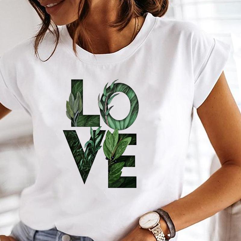 T-shirt Mode Été Haut Femme Manches Courtes Pissenlit Tendance Style Mignon Impression Mignonne T-shirt Dame Vêtement Féminin T-shirt Graphique Décontracté