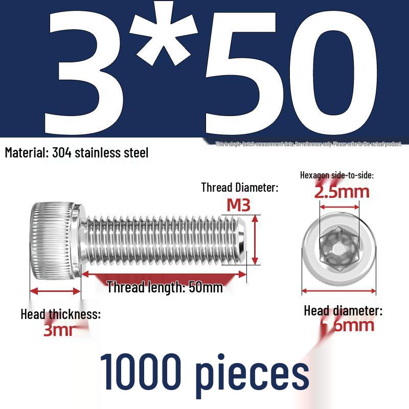 304 Stainless Steel Hex Socket Head Cap Screws, M2-M10, Extended Length