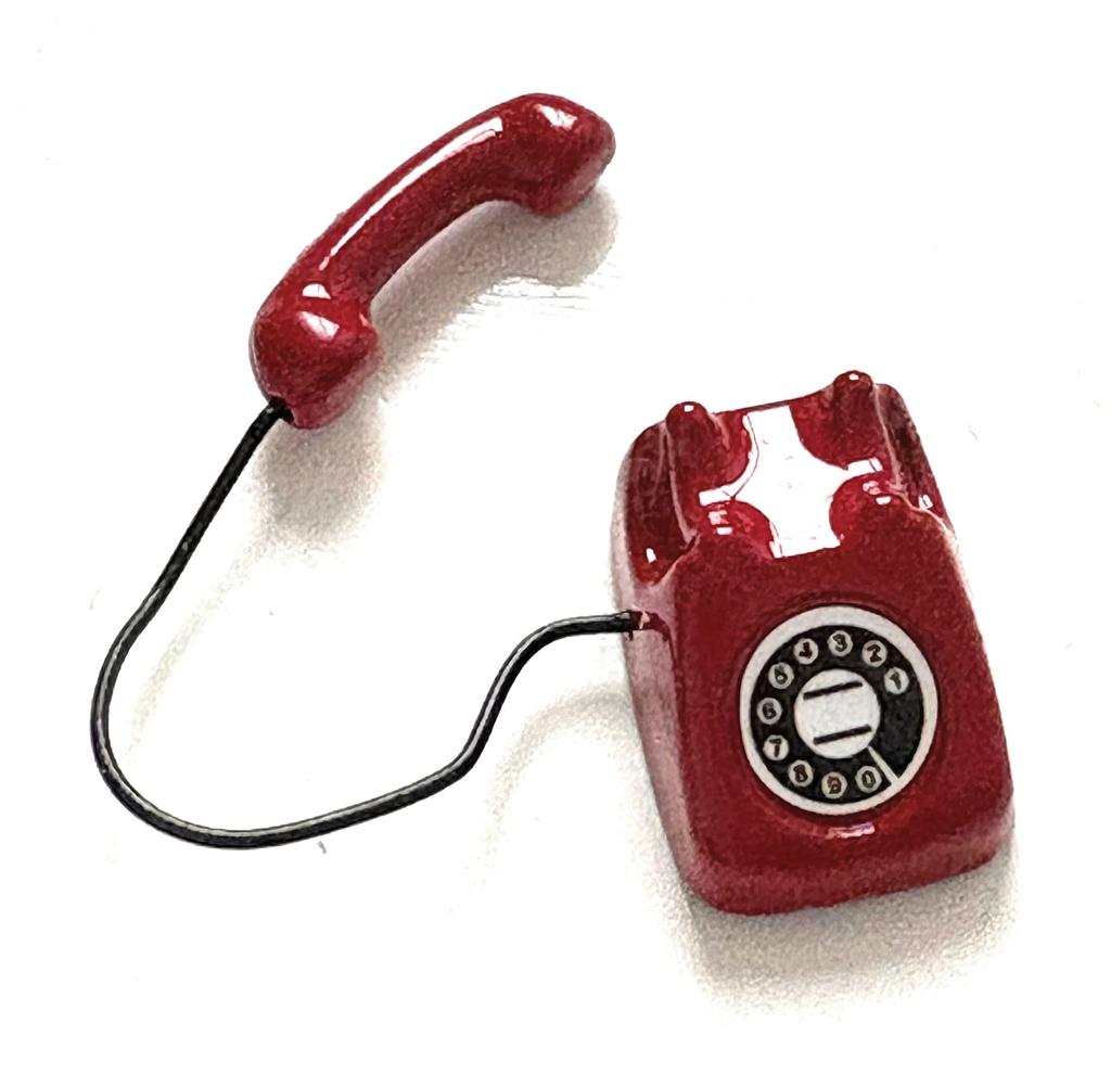 Miniaturowy czerwony telefon retro (1 kawałek)