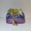 2026 Womens Crystal-Embellished Crossbody Bag Fringe Detail Small Square Shoulder No Top Handle