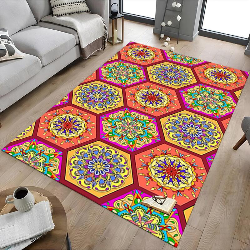 1PC Mandala Patterns Extra Large Non Slip Floor Carpet, Office, Family, Bedroom, Studio Large Area Rug Indoor Rugs, Vibrant Colors