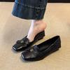 Retro Style Simple Single Shoes Women's Summer Camellia Commuting Versatile Shallow Mouth Square Head Mary Jane Shoes