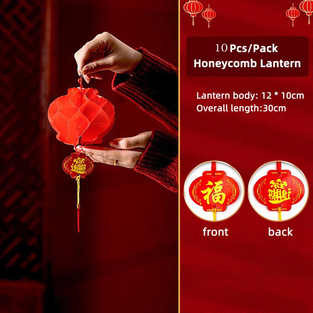 10/4pcs Red Lanterns Decoration Chinese New Year Hanging Ornaments Spring Festival Decoration Year of The Horse Accessories