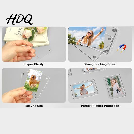 Acrylic Magnetic Frame 1 Pair Photo Fridge Magnet Picture for Display Refrigerator Clear Mini Holder Home Kitchen Decoration