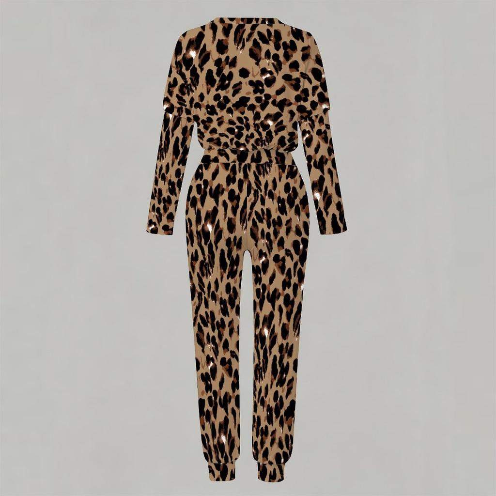 Female Crew Neck Long Sleeve Tunic And High Waist Straight Pants Two Piece Daily Casual Loungewear