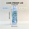 1PC Six Seven Blue Retro Graffiti Print 750ml Color Plastic Sports Water Bottle Leakproof Flip Straw Lid Suitable for Sports Office Home Use