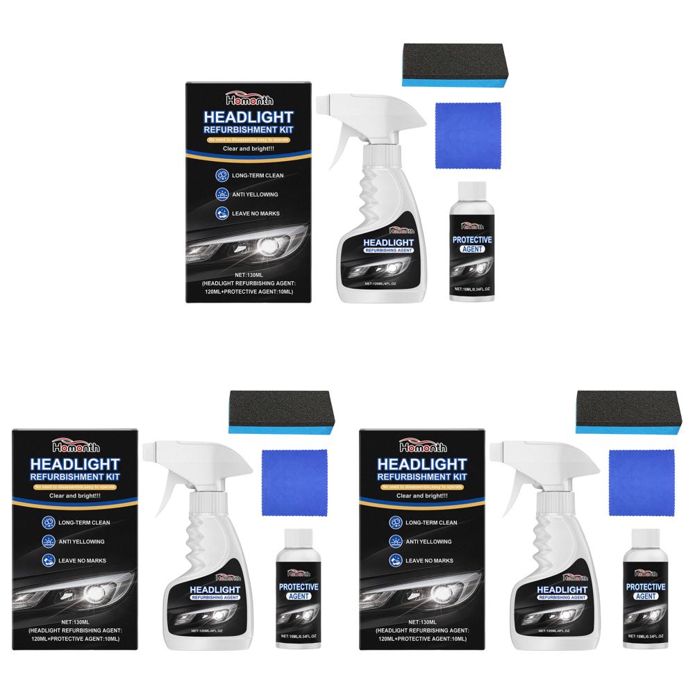 Car Headlamp Repair Kits with Wipe & Sponge Brush Auto Headlight Scratches Restoration DIY Kit Cars Lens Cleaner Safe Formula
