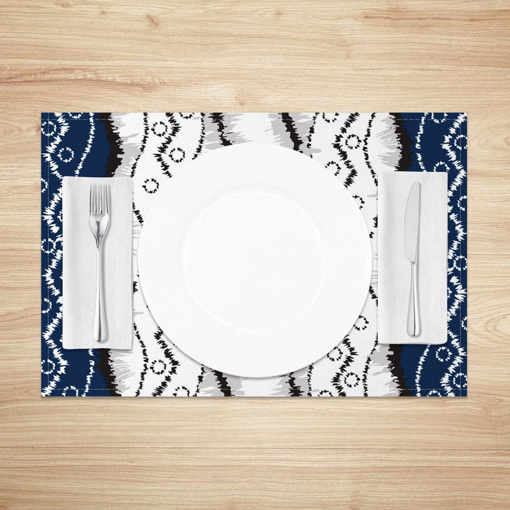 Bohemian Table Mats Artistic Ethnic Print Placemats Geometric Wave Abstract Patterns Waterproof 4pc Linen Dining Kitchen Decor