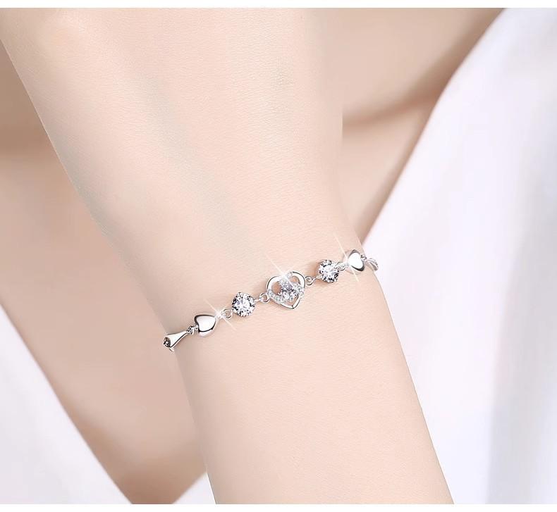 Fashion Chain Heart-shaped Diamond Inlaid Women's Bracelet