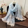 Silk Wool Embroidered Silk Scarf Women'S Fashion Foreign Style Winter Warm Scarf Cold Shawl With Thin Style