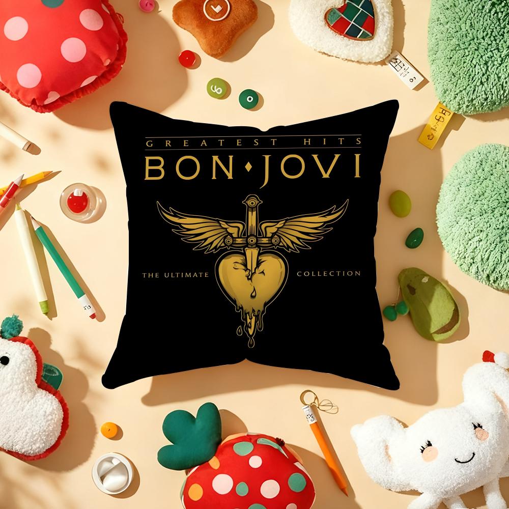 BBon JJovi Rock Kussenhoes Pluche Stof Zacht Dubbelzijdig Bedrukt Bank Warm Winter Huis Cadeau Kussenhoes