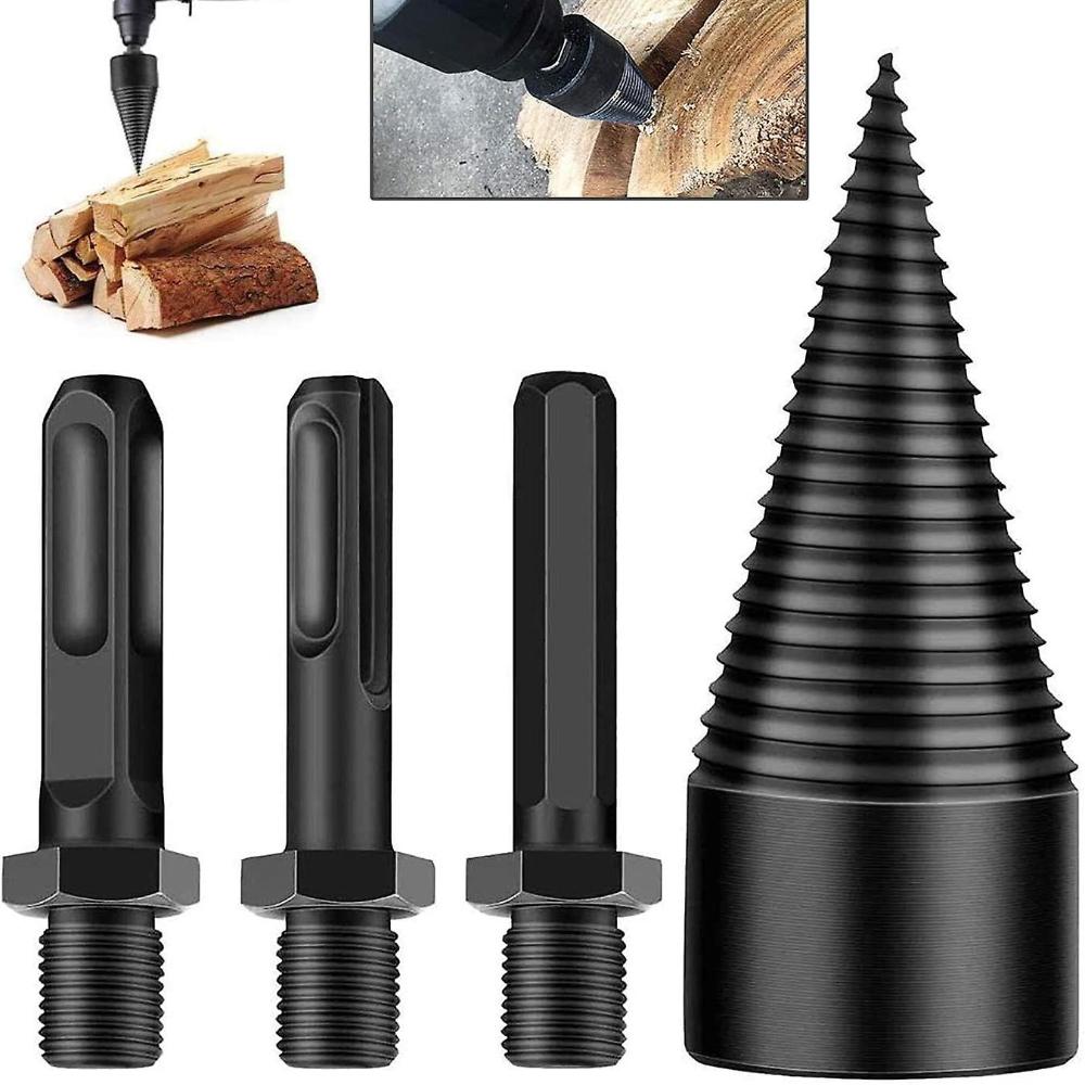4PCS Firewood Log Splitter Drill Bit, Removable Cones Kindling Wood Splitting Log Bits,Household Electric drill-42mm NIUNIU