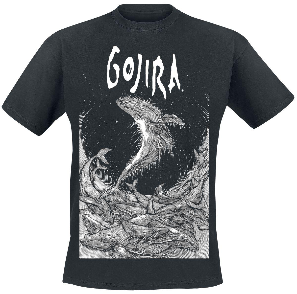 Woodblock Whales Gojira T-Shirt Men Women Metal Rock Band Graphic Tee 100% Cotton Summer Streetwear Top S разноцветный