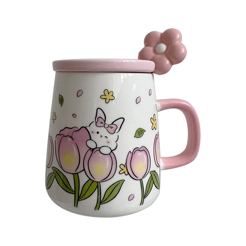 Cute Mug High Looking Cartoon Rabbit Water Cup Household Ceramic Cup Girl Heart Activity Gift Souvenir