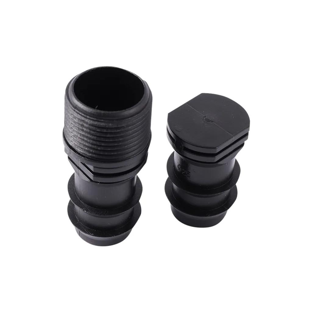 DN16/20/25mm Pipe Barbed Connector 1/2" 3/4" Male Thread Tee Elbow Straight End Plug Joint Garden Irrigation Water Hose Adapter