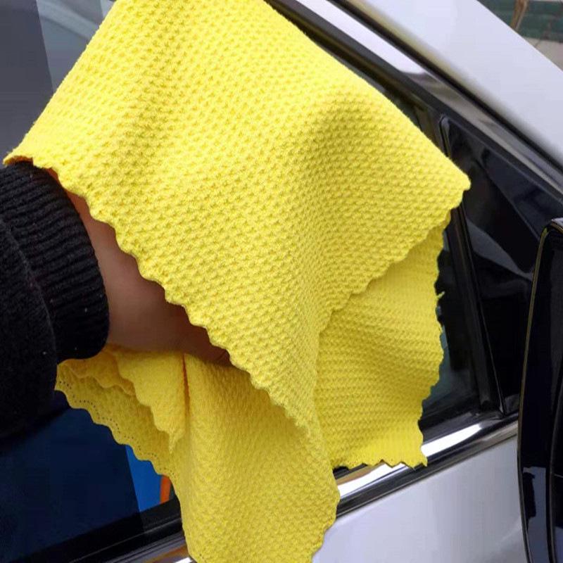 Waffle Glass Cleaning Cloth: Ultra Absorbent, Paint-Safe, Multi-functional Car Cleaner with Ultrasonic Edge Cutting
