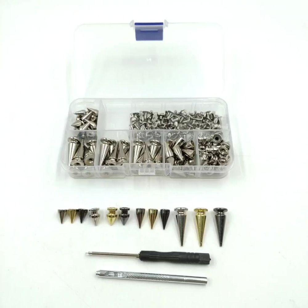 80 Sets Mixed Size Punk Rivet DIY Decoration Cone Screw Clothes Spikes Kit  Leather Craft