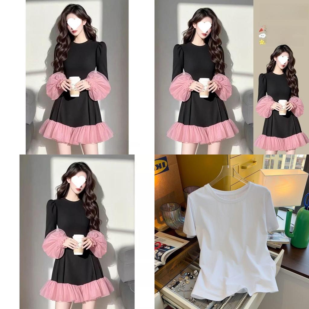 Spring Elegant Womens Long Dress With Spliced Pattern For Office Casual Wear