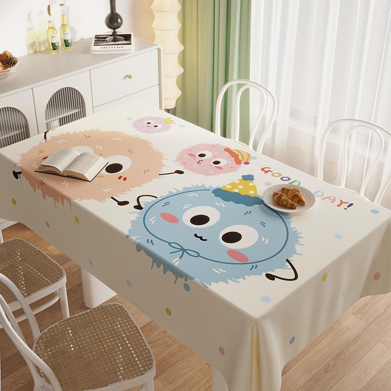 Rectangle Dining Table Tablecloth Waterproof And Oil-Proof Leave-In Cartoon Cute Wind Coffee Table Tablecloth Dining Table Cover