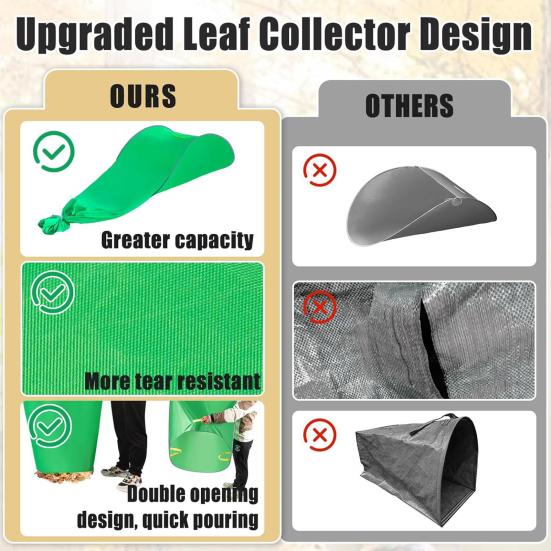 Leaf Collector Foldable Dustpan Portable Pop-Up Leaf Bag Leaf Pick Up Tool Reusable Garden Waste Bag for Yard Leaves Lawn Trash
